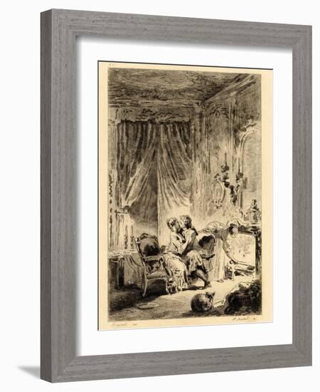 Jean De La Fontaine (1621 - 1695). “” Tales. L'oraison De Saint Julien”, Illustration by Fragonard-Jean-Honore Fragonard-Framed Giclee Print