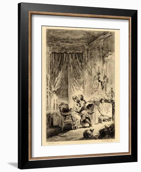 Jean De La Fontaine (1621 - 1695). “” Tales. L'oraison De Saint Julien”, Illustration by Fragonard-Jean-Honore Fragonard-Framed Giclee Print