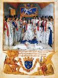 King Louis XI presides a chapter meeting of the Order of Saint Michel.Beneath the image.-Jean Fouquet-Giclee Print