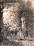 Shepherdess with her Flock, by Jean-François Millet,-Jean-François Millet-Art Print