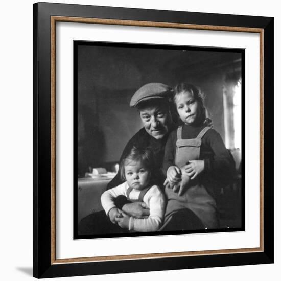 Jean Gabin and His Children-DR-Framed Photographic Print