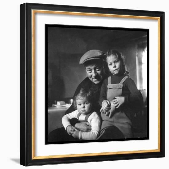 Jean Gabin and His Children-DR-Framed Photographic Print