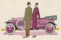 The Chauffeur of a Peugeot Waits While His Passengers Admire the View-Jean Grangier-Art Print