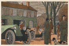 The Chauffeur of a Peugeot Waits While His Passengers Admire the View-Jean Grangier-Art Print