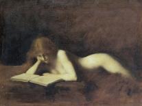 Reclining Nude Woman Reading a Book-Jean-Jacques Henner-Giclee Print