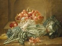 Still Life of Artichokes, Cabbages and Peaches-Jean Jacques Spoede-Framed Premier Image Canvas