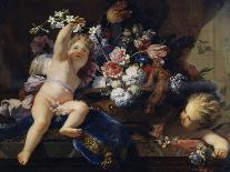 Deux enfants jouant avec des fleurs-Jean Jouvenet-Giclee Print