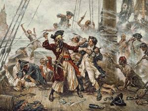The Capture of the Pirate Blackbeard, 1718 by Jean Leon Gerome Ferris