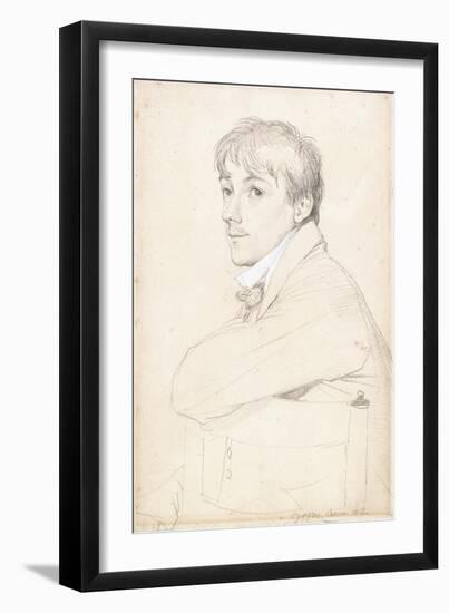 Jean-Louis Provost, Seated and Resting His Left Arm on the Back of a Chair, 1813-Jean-Auguste-Dominique Ingres-Framed Giclee Print