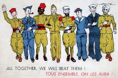 All Together, We Will Beat Them!, 2nd World War Postcard, C1941-1944-Jean Loup-Framed Premier Image Canvas