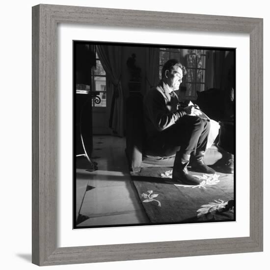 Jean Marais Reading the Newspaper-null-Framed Photographic Print