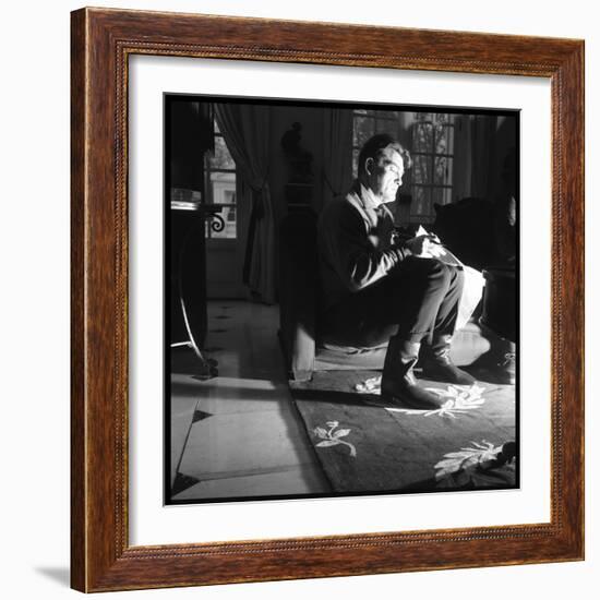 Jean Marais Reading the Newspaper-null-Framed Photographic Print