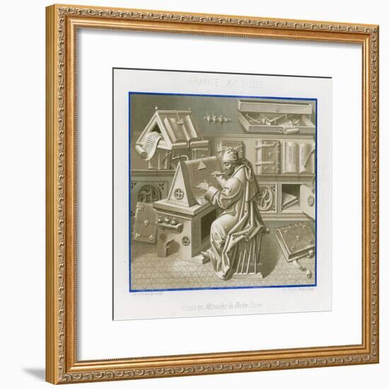 Jean Mielot in the Scriptorium-null-Framed Giclee Print