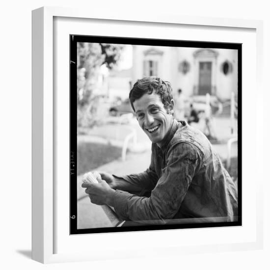 Jean-Paul Belmondo, Posing Near the Seine, Paris-Marcel Begoin-Framed Photographic Print