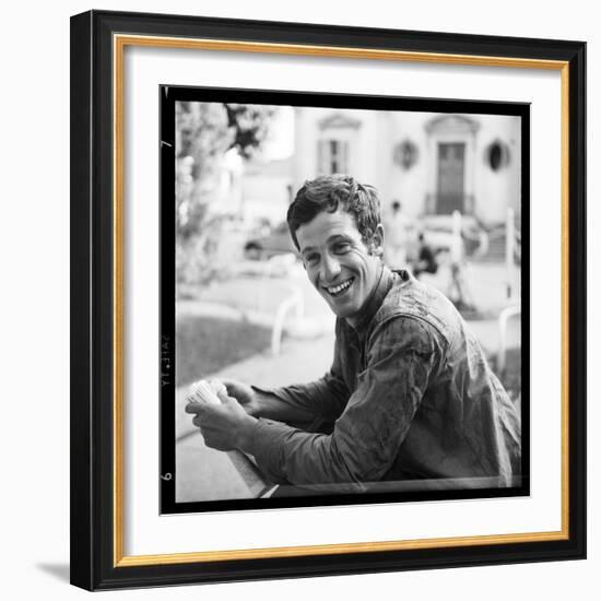 Jean-Paul Belmondo, Posing Near the Seine, Paris-Marcel Begoin-Framed Photographic Print