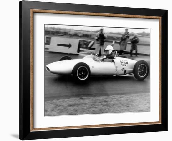 Jean-Paul Getty, American Industrialist and Art Collector Training on His Lotus February 6, 1962-null-Framed Photo