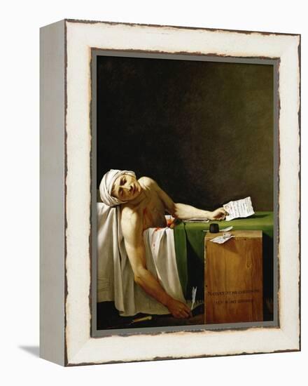 Jean Paul Marat, politician and publicist, dead in his bathtub, assassinated in 1793.-Jacques Louis David-Framed Premier Image Canvas