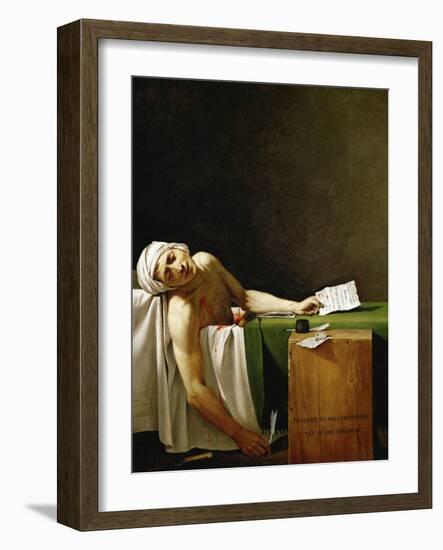 Jean Paul Marat, politician and publicist, dead in his bathtub, assassinated in 1793.-Jacques Louis David-Framed Giclee Print