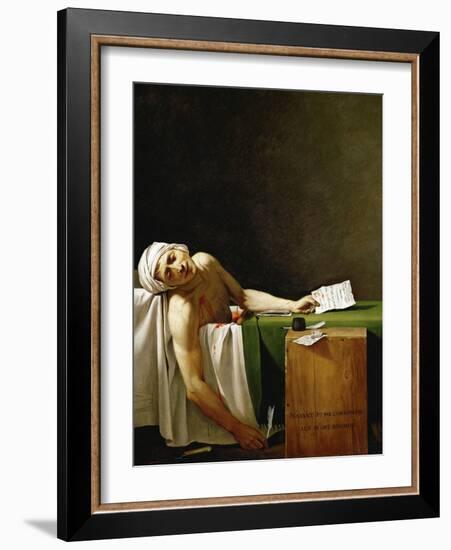 Jean Paul Marat, politician and publicist, dead in his bathtub, assassinated in 1793.-Jacques Louis David-Framed Giclee Print