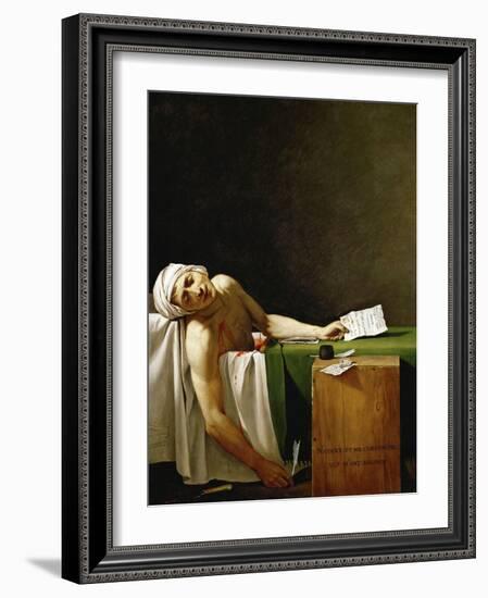 Jean Paul Marat, politician and publicist, dead in his bathtub, assassinated in 1793.-Jacques Louis David-Framed Giclee Print