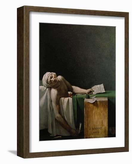 Jean Paul Marat, Politician, Dead in His Bathtub, Assassinated by Charlotte Corday, 1792-Jacques-Louis David-Framed Giclee Print