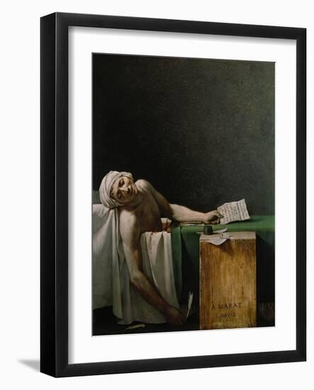 Jean Paul Marat, Politician, Dead in His Bathtub, Assassinated by Charlotte Corday, 1792-Jacques-Louis David-Framed Giclee Print