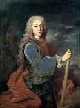 Louis XV (1710-1774) roi de France, âgé de 9 ans, en costume royal, assis sur le trône-Jean Ranc-Giclee Print