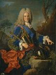 Louis XV (1710-1774) roi de France, âgé de 9 ans, en costume royal, assis sur le trône-Jean Ranc-Giclee Print