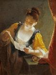Young Woman Reading a Letter-Jean Raoux-Framed Premier Image Canvas