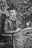 Engraving of Nostradamus Writing His Prophecies-Jean Sauve-Framed Giclee Print