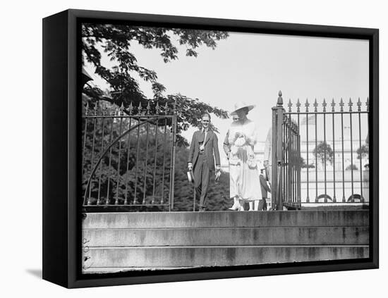 Jeanette Rankin leaving the White House during her first term of office, 1917-Harris & Ewing-Framed Premier Image Canvas
