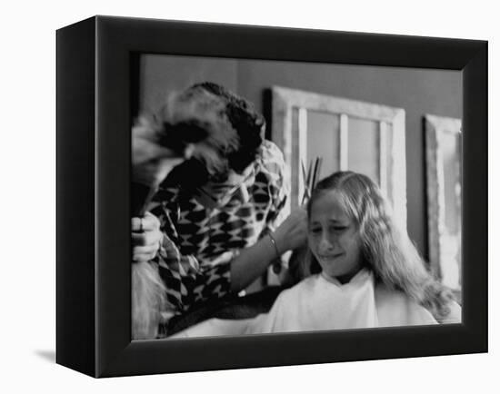 Jeanie Laughlin Crying While Getting a Hair Cut-Stan Wayman-Framed Premier Image Canvas