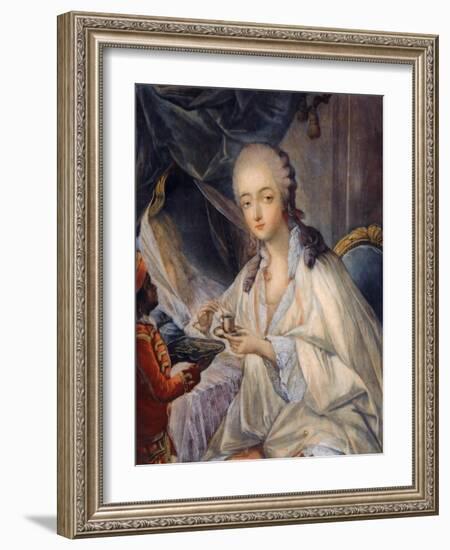 Jeanne Bécu, Comtesse Du Barry (1743-179) with a Cup of Coffee-Jean-Baptiste André Gautier Dagoty-Framed Giclee Print