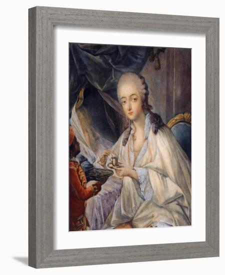 Jeanne Bécu, Comtesse Du Barry (1743-179) with a Cup of Coffee-Jean-Baptiste André Gautier Dagoty-Framed Giclee Print