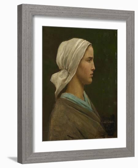 Jeanne Calvet, 1865 (Oil on Millboard)-Jules Breton-Framed Giclee Print