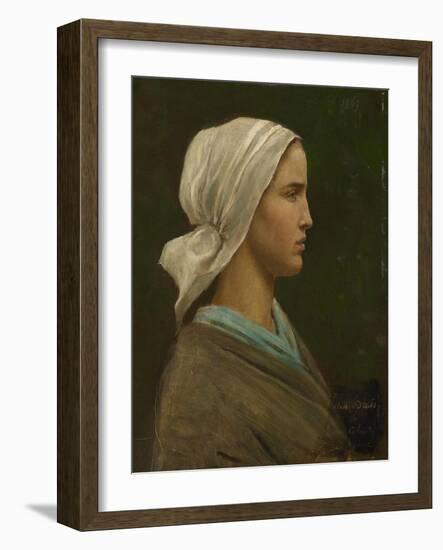 Jeanne Calvet, 1865 (Oil on Millboard)-Jules Breton-Framed Giclee Print