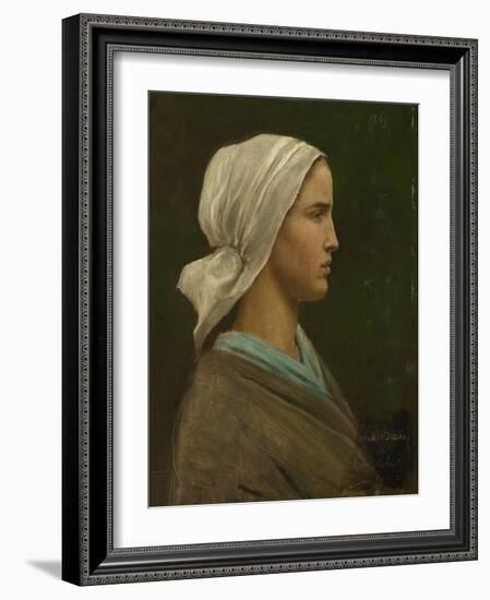 Jeanne Calvet, 1865 (Oil on Millboard)-Jules Breton-Framed Giclee Print