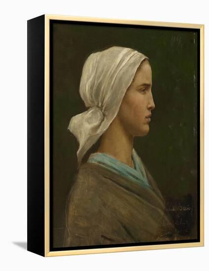 Jeanne Calvet, 1865 (Oil on Millboard)-Jules Breton-Framed Premier Image Canvas