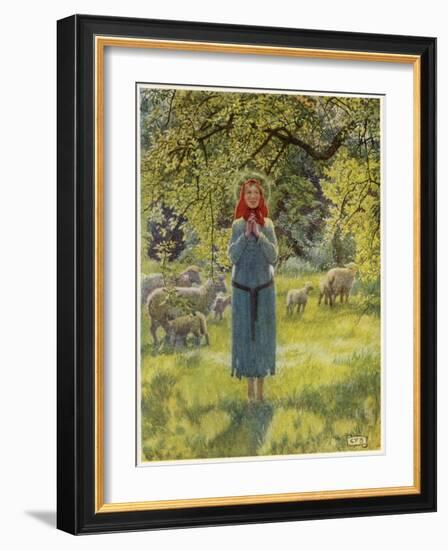 Jeanne D'Arc Hearing Her "Voices" While Minding Her Sheep at Domremy-Eleanor Fortescue Brickdale-Framed Art Print