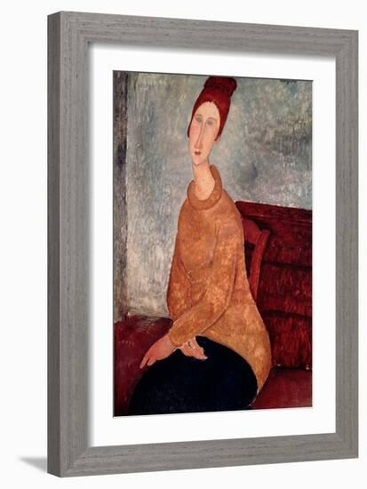 Jeanne Hebuterne in a Yellow Jumper, 1918-19-Amedeo Modigliani-Framed Giclee Print