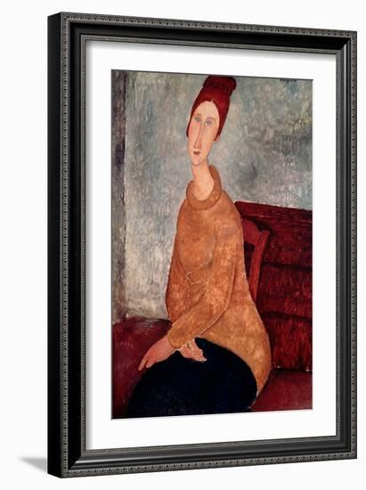 Jeanne Hebuterne in a Yellow Jumper, 1918-19-Amedeo Modigliani-Framed Giclee Print