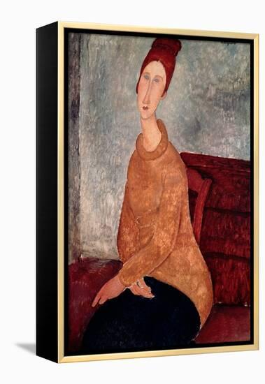 Jeanne Hebuterne in a Yellow Jumper, 1918-19-Amedeo Modigliani-Framed Premier Image Canvas