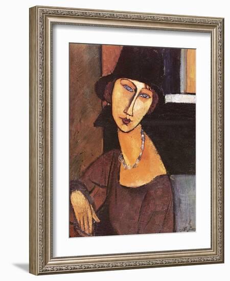 Jeanne Hebuterne Wearing a Hat, 1917-Amedeo Modigliani-Framed Giclee Print