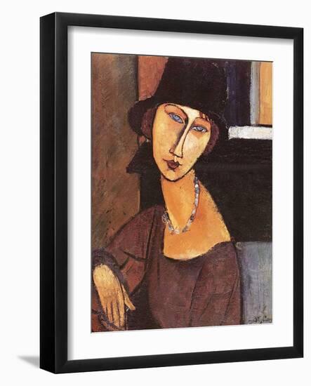 Jeanne Hebuterne Wearing a Hat, 1917-Amedeo Modigliani-Framed Giclee Print