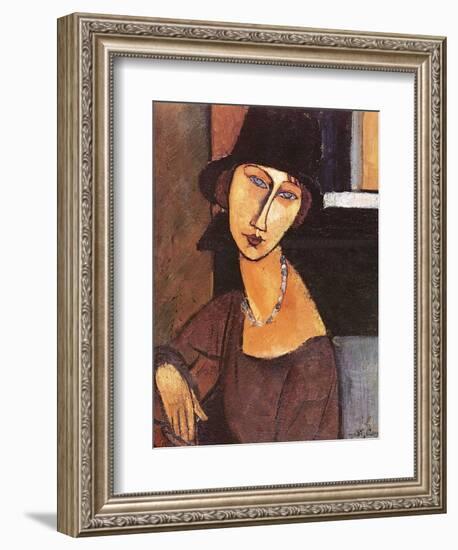 Jeanne Hebuterne Wearing a Hat, 1917-Amedeo Modigliani-Framed Giclee Print