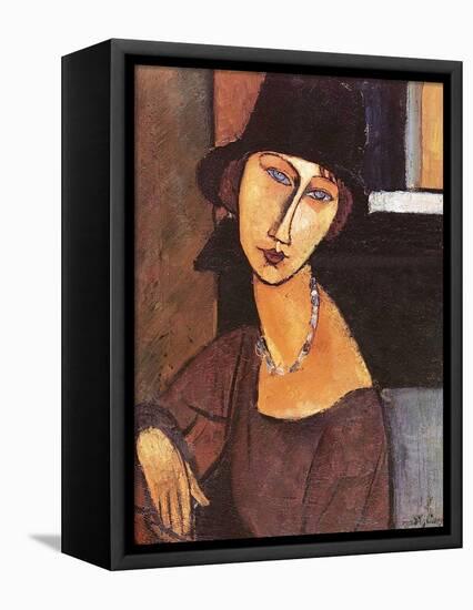 Jeanne Hebuterne Wearing a Hat, 1917-Amedeo Modigliani-Framed Premier Image Canvas