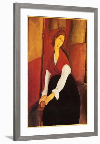 Jeanne Hebuterne with Red Shawl-Amedeo Modigliani-Framed Art Print