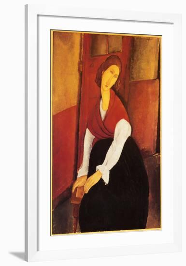 Jeanne Hebuterne with Red Shawl-Amedeo Modigliani-Framed Art Print