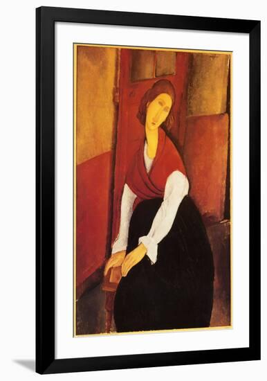 Jeanne Hebuterne with Red Shawl-Amedeo Modigliani-Framed Art Print