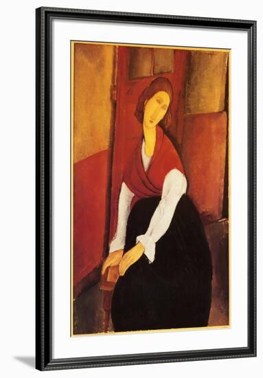 Jeanne Hebuterne with Red Shawl-Amedeo Modigliani-Framed Art Print